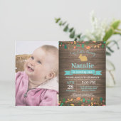 バニー誕生日ガールイースターエッグ1st最初の誕生日 招待状 (スタンド正面)