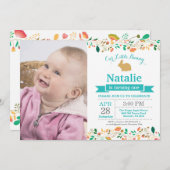 バニー誕生日ガールイースターエッグ1st最初の誕生日 招待状 (正面/裏面)