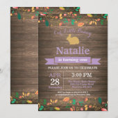 バニー誕生日ガールイースターエッグ1st最初の誕生日 招待状 (正面/裏面)