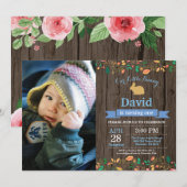 バニー誕生日ガールイースターエッグ1st最初の誕生日 招待状 (正面/裏面)