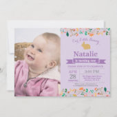 バニー誕生日ガールイースターエッグ1st最初の誕生日 招待状 (正面)