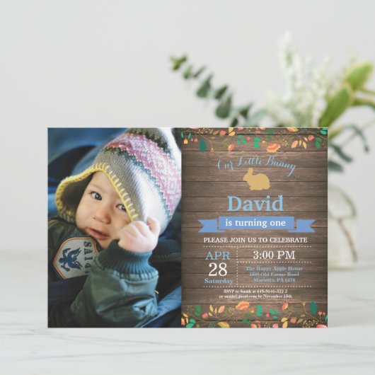 バニー誕生日ガールイースターエッグ1st最初の誕生日 招待状 (スタンド正面)