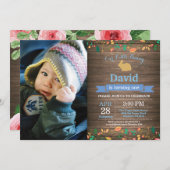 バニー誕生日ガールイースターエッグ1st最初の誕生日 招待状 (正面/裏面)