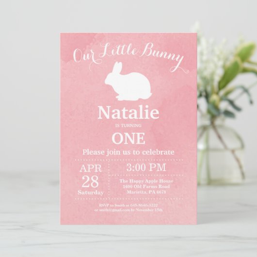 バニー誕生日ガールイースターエッグ1st最初の誕生日 招待状 (スタンド正面)