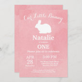 バニー誕生日ガールイースターエッグ1st最初の誕生日 招待状 (正面/裏面)