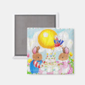 バニー誕生日パーティーマグネット マグネット (正面/裏面)