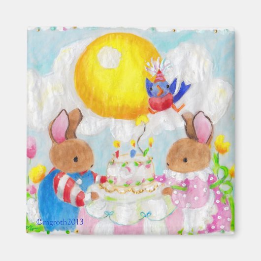 バニー誕生日パーティーマグネット マグネット (正面)