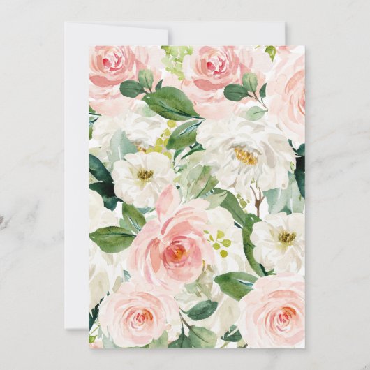 バニー誕生日ピンク美しいフローラ招待状, 招待状 (裏面)