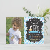 バニー誕生日ボーイイースターエッグ第1誕生日 招待状 (スタンド正面)