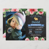 バニー誕生日ボーイイースターエッグ第1誕生日 招待状 (正面/裏面)