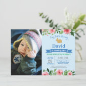 バニー誕生日ボーイイースターエッグ第1誕生日 招待状 (スタンド正面)