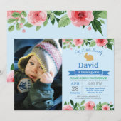 バニー誕生日ボーイイースターエッグ第1誕生日 招待状 (正面/裏面)