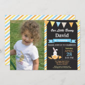 バニー誕生日ボーイイースターエッグ誕生日 招待状 (正面/裏面)