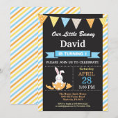 バニー誕生日ボーイイースターエッグ誕生日 招待状 (正面/裏面)