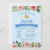 バニー誕生日ボーイイースターエッグ1st最初の誕生日 招待状 (正面)