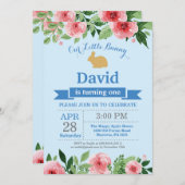 バニー誕生日ボーイイースターエッグ1st最初の誕生日 招待状 (正面/裏面)