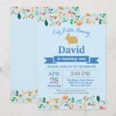 バニー誕生日ボーイイースターエッグ1st最初の誕生日 招待状 (正面/裏面)