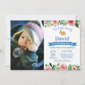 バニー誕生日ボーイイースターエッグ1st最初の誕生日 招待状 (正面)