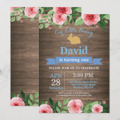 バニー誕生日ボーイイースターエッグ1st最初の誕生日 招待状 (正面/裏面)