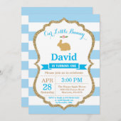 バニー誕生日ボーイイースターエッグ1st最初の誕生日 招待状 (正面/裏面)