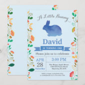 バニー誕生日ボーイイースターエッグ1st最初の誕生日 招待状 (正面/裏面)