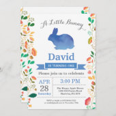 バニー誕生日ボーイイースターエッグ1st最初の誕生日 招待状 (正面/裏面)