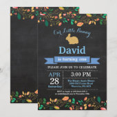 バニー誕生日ボーイイースターエッグ1st最初の誕生日 招待状 (正面/裏面)