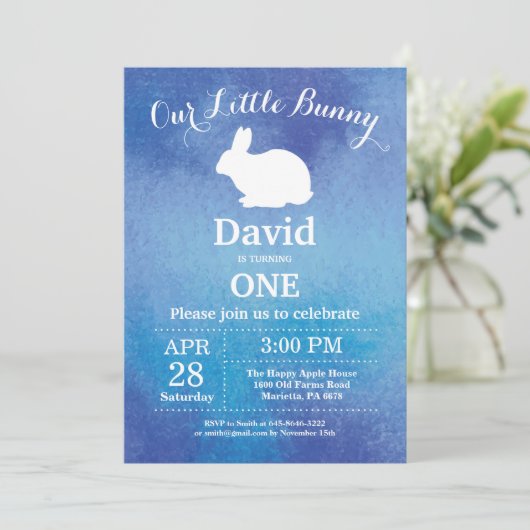 バニー誕生日ボーイイースターエッグ1st最初の誕生日 招待状 (スタンド正面)