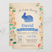 バニー誕生日ボーイイースターエッグ1st最初の誕生日 招待状 (正面/裏面)