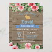 バニー誕生日ボーイイースターエッグ1st最初の誕生日 招待状 (正面/裏面)