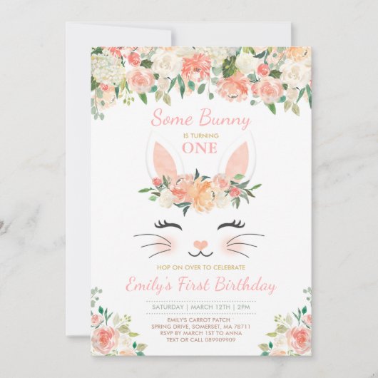 バニー誕生日招待状ソームバニー誕生日 招待状 (正面)