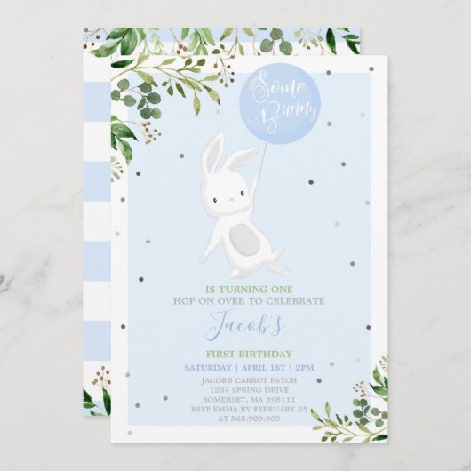 バニー誕生日招待状ソームバニー誕生日 招待状 (正面/裏面)