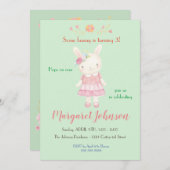 バニー誕生日招待状パステルガールズラビット 招待状 (正面/裏面)