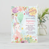 バニー誕生日招待状フローラバニー招待状 招待状 (スタンド正面)