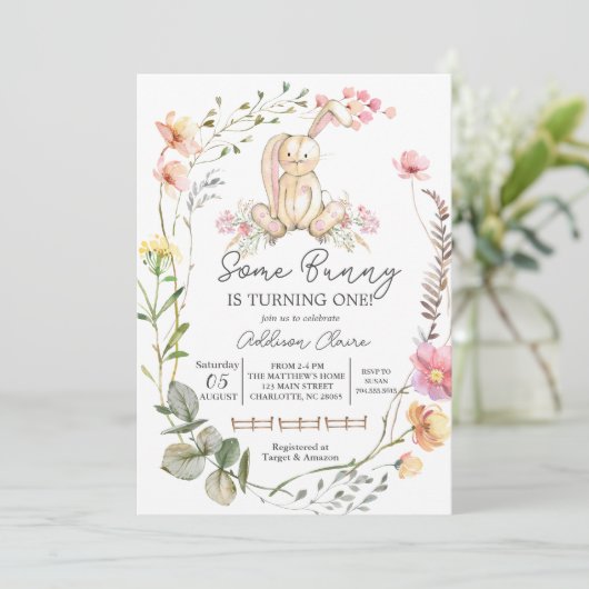 バニー誕生日招待状、いくつかのバニーが回転している 招待状 (スタンド正面)