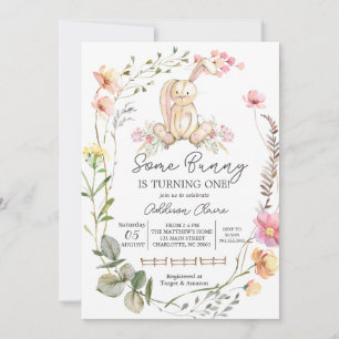 バニー誕生日招待状、いくつかのバニーが回転している 招待状