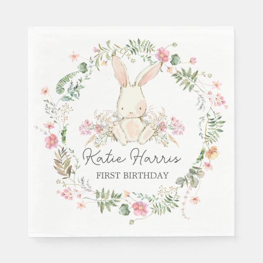 バニー誕生日招待状、いくつかのバニーは1つの招待 スタンダードランチョンナプキン (正面)