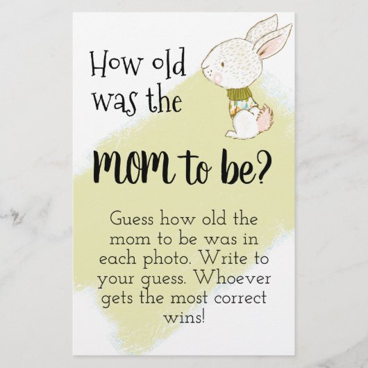 バニー赤ちゃんシャワーゲーム – お母さんフライヤー チラシ (正面)