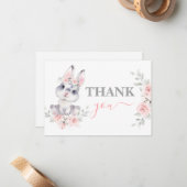 バニー赤ちゃんシャワーピンクありがとうノートカード ノートカード (正面/裏面インサイチュ)