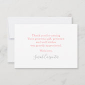 バニー赤ちゃんシャワーピンクありがとうノートカード ノートカード (裏面)