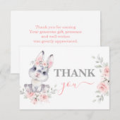 バニー赤ちゃんシャワーピンクありがとうノートカード ノートカード (正面/裏面)