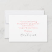 バニー赤ちゃんシャワーピンクありがとうノートカード ノートカード (裏面)