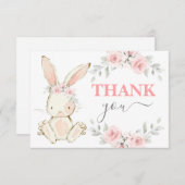 バニー赤ちゃんシャワーピンクありがとうノートカード ノートカード (正面/裏面)