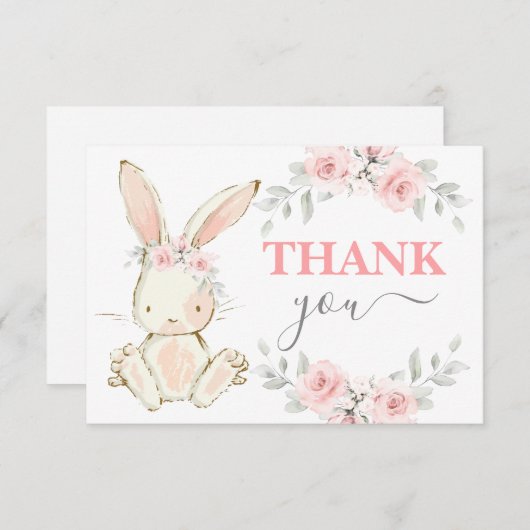バニー赤ちゃんシャワーピンクありがとうノートカード ノートカード (正面/裏面)