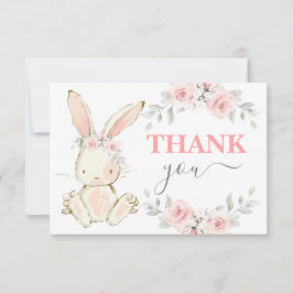 バニー赤ちゃんシャワーピンクありがとうノートカード ノートカード