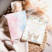 バニー赤ちゃんシャワーピンクブルー金ゴールド性別表示 招待状