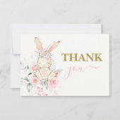 バニー赤ちゃんシャワー女の子ありがとうノートカード ノートカード (正面)