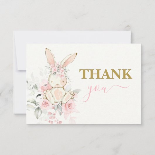 バニー赤ちゃんシャワー女の子ありがとうノートカード ノートカード (正面)