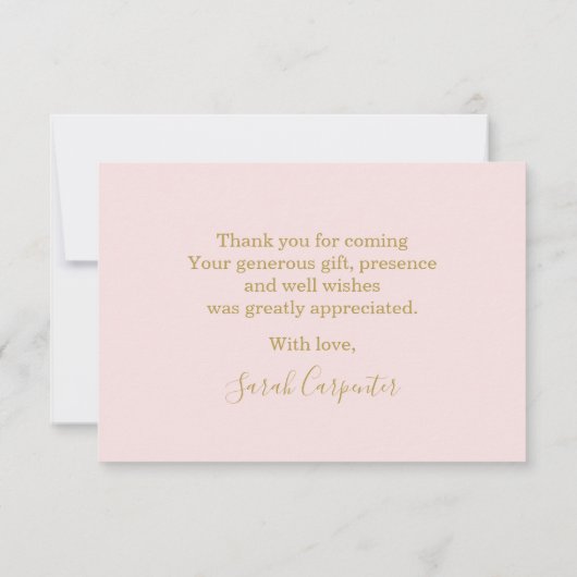 バニー赤ちゃんシャワー女の子ありがとうノートカード ノートカード (裏面)