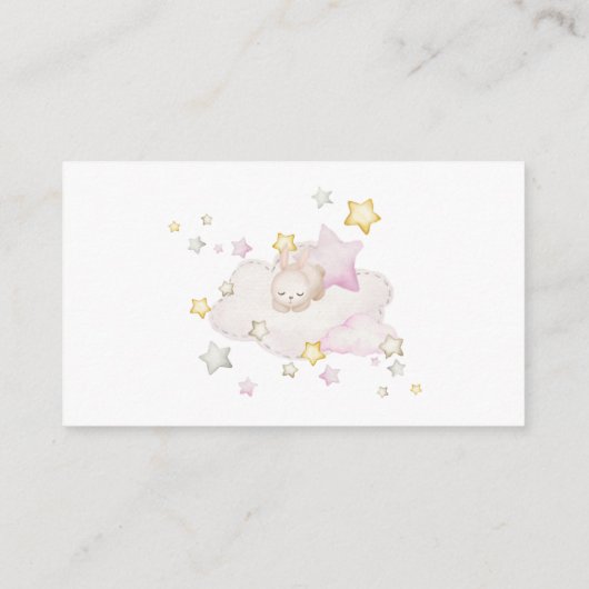 バニー赤ちゃんシャワー女の子，ベビー用の本 エンクロージャーカード (裏面)